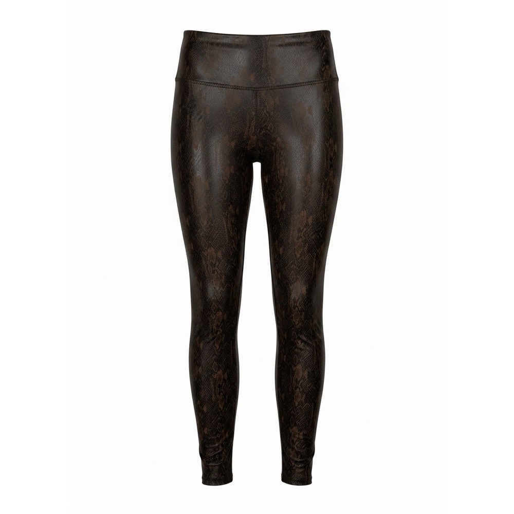 SPANX Faux Leather Snake Shine Leggings Mocha Snakeskin Slimming Size Plus 1X